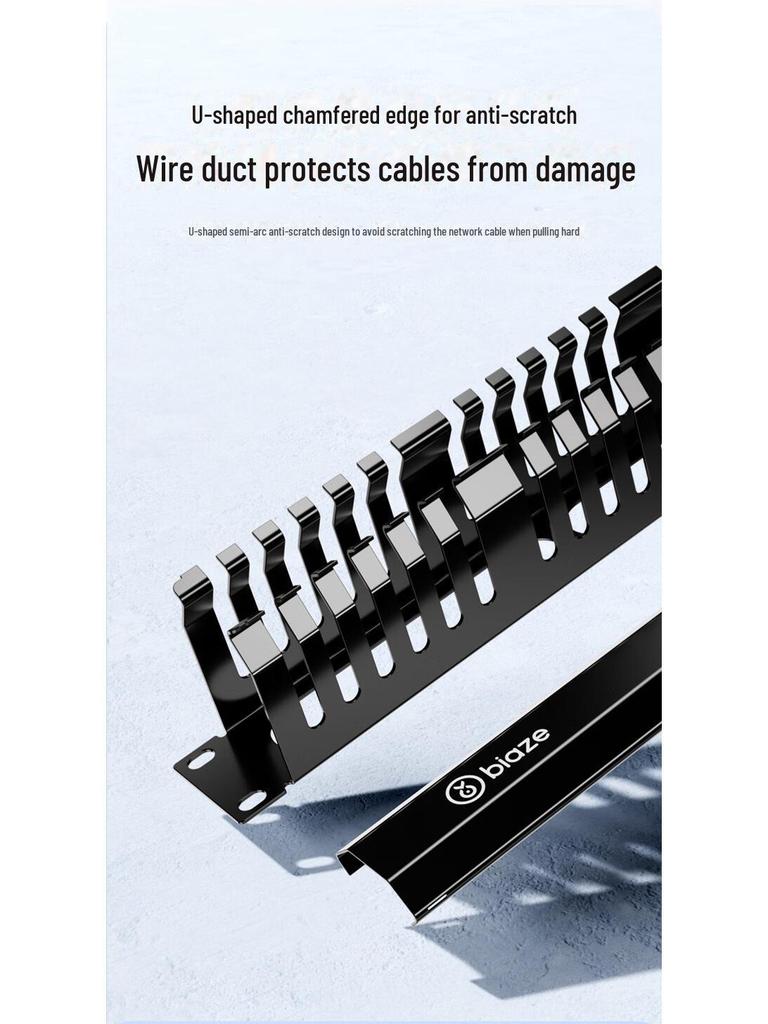 Biaz 24-Gear 48-Port 19-Inch 1U Engineering-Grade Metal Cable Management Rack