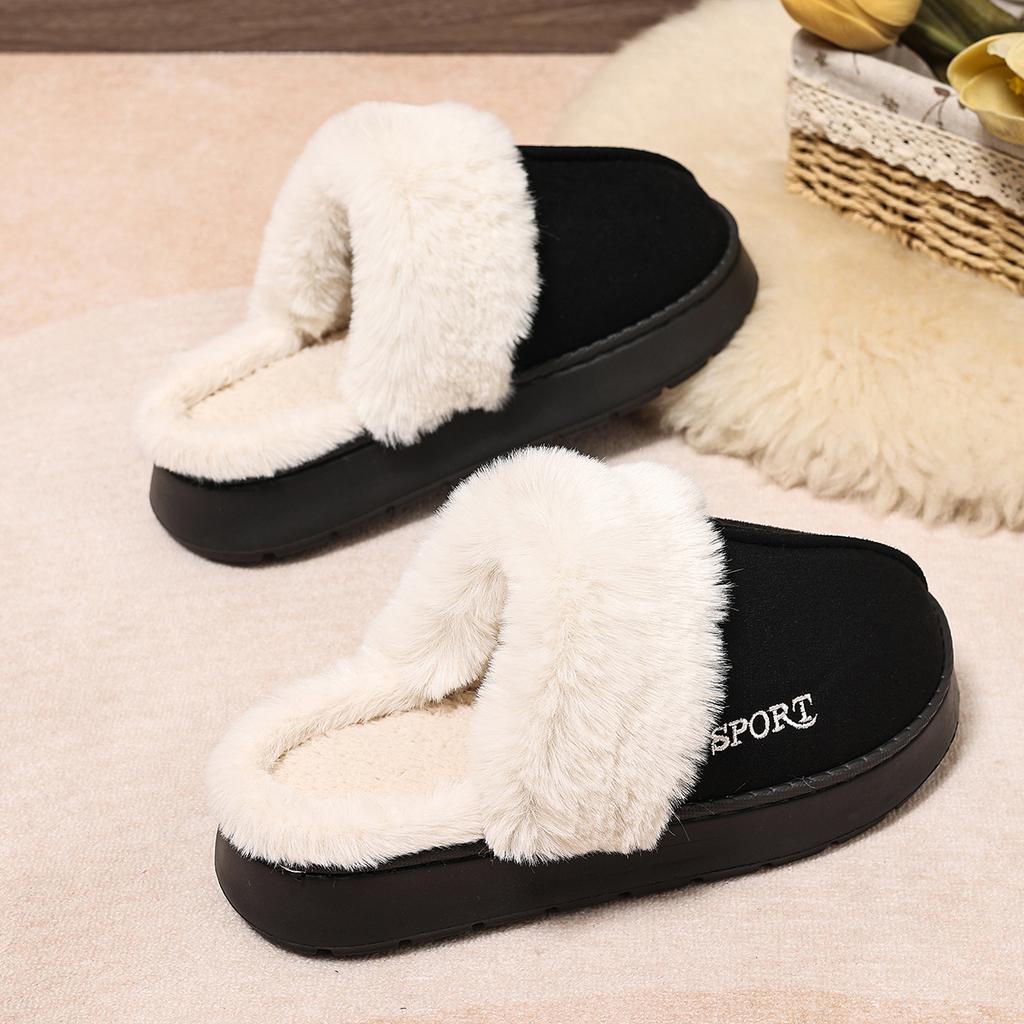 Warme kuschelige Hausschuhe für Damen | Winter Plüsch Indoor Outdoor Hausschuhe | Dicke Plattform rutschfeste Schlupfschuhe