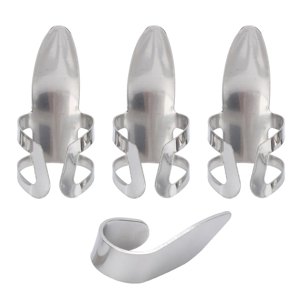 Finger Picks 3Pcs Index Finger 1Pc Thumb Metal Guitar Replace Accessories with Storage Box