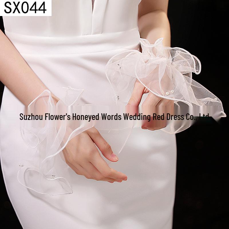 Elegant Pearl Bow Wedding Gloves - French Aesthetic for Bridal Portrait Styling
