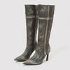 Eleganckie Szpiczaste Buty do Kolan z Bocznym Zamkiem Damskie Jesień Zima Retro Buty Rycerskie Wygodne Wodoodporne Botas Largas Mujer