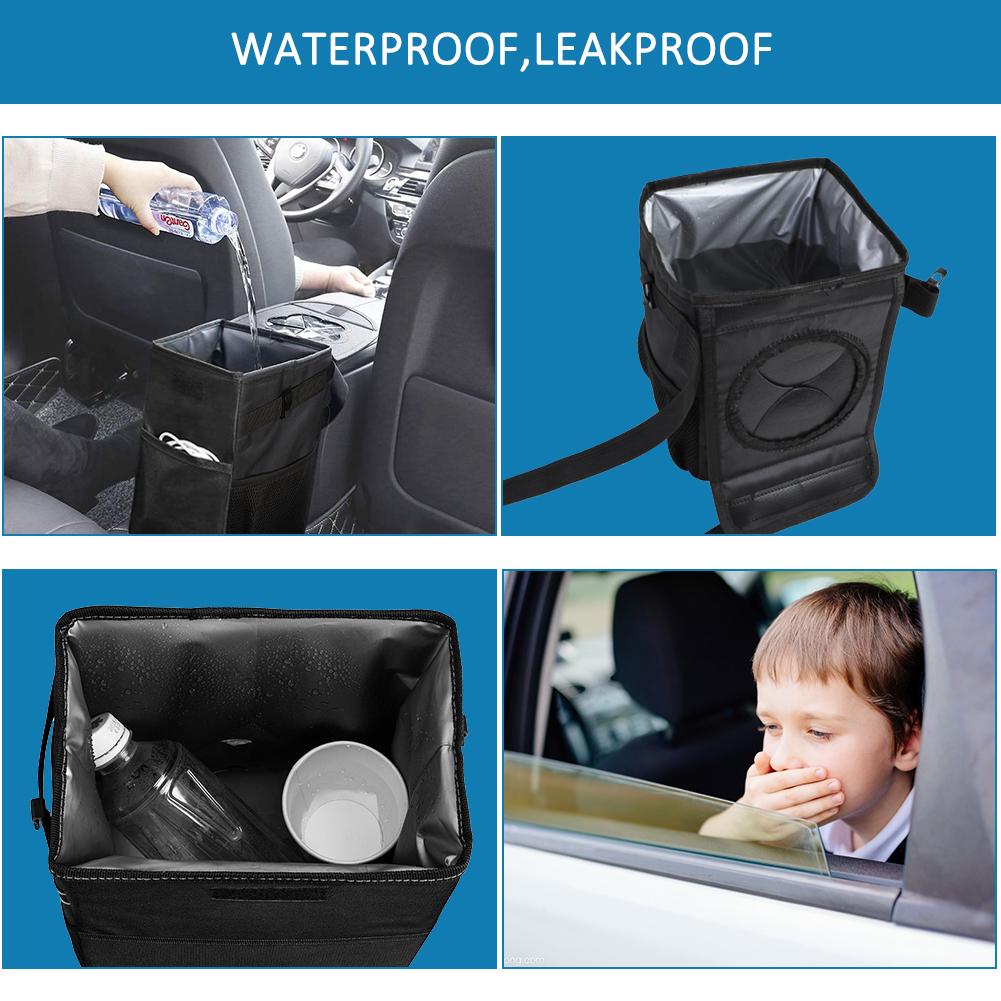 Waterproof Car Trash Can Bin Auto Car Accessories Organizer Garbage Dump For Trash Can Cars Storage Pockets Closeable Portable