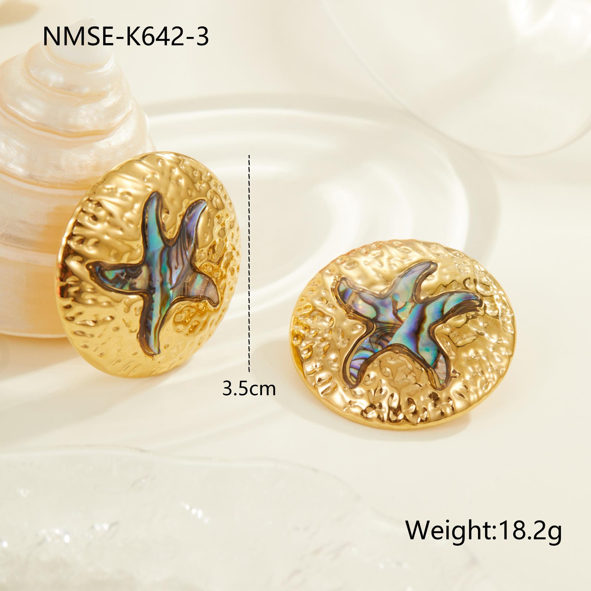 GEMCHIC Women s Stainless Steel Starfish Stud Earrings Abalone Shell Design Bohemian Fashion Light Luxury Jewelry