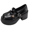 Black British Style Platform Thick High Heel Small Leather Shoes Women's 2025 New Autumn Skirt JK Mary Jane Single Shoes