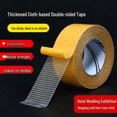 Ruban Adhésif pour Tapis Transparent à Grille Double Face sur Support Tissu Sans Traces