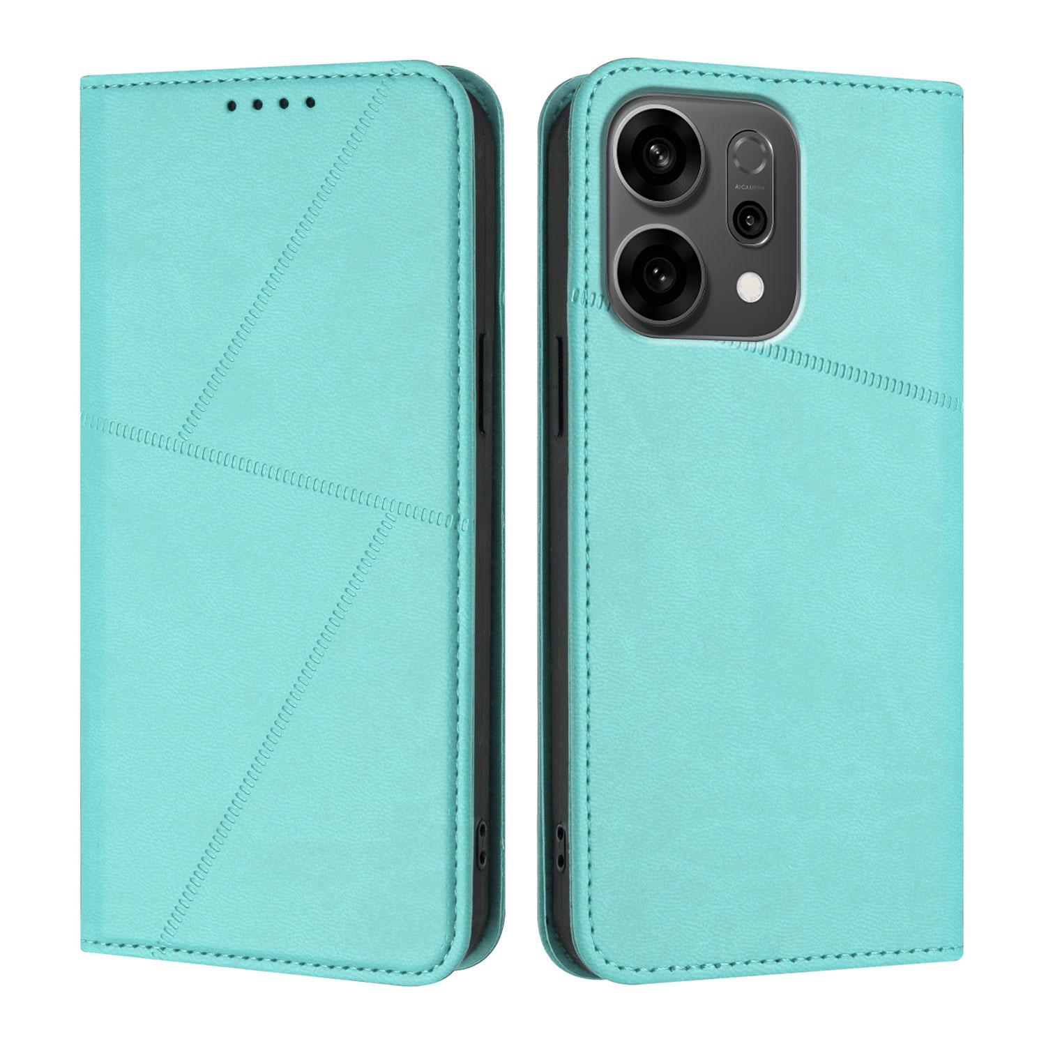 

Для Oppo Reno14 5G (Китай)/Оппо Рено14 5G (Глобальный) Чехол-кошелек с магнитной застежкой, кожаный откидной чехол для телефона с подставкой Light Blue