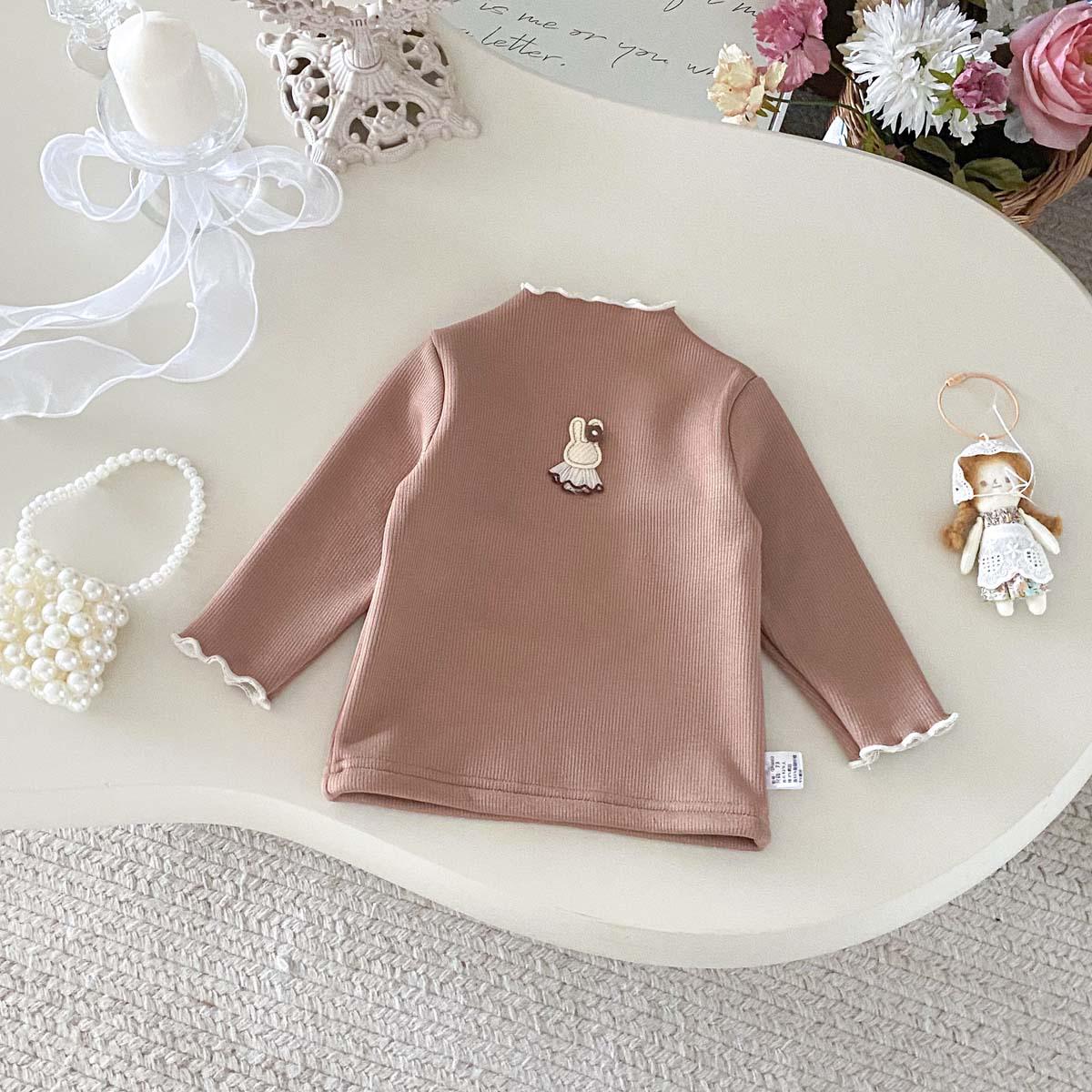 

Autumn Cartoon Rabbit Ruffle Neck Fleece Top for Infants and Toddlers 100 cm