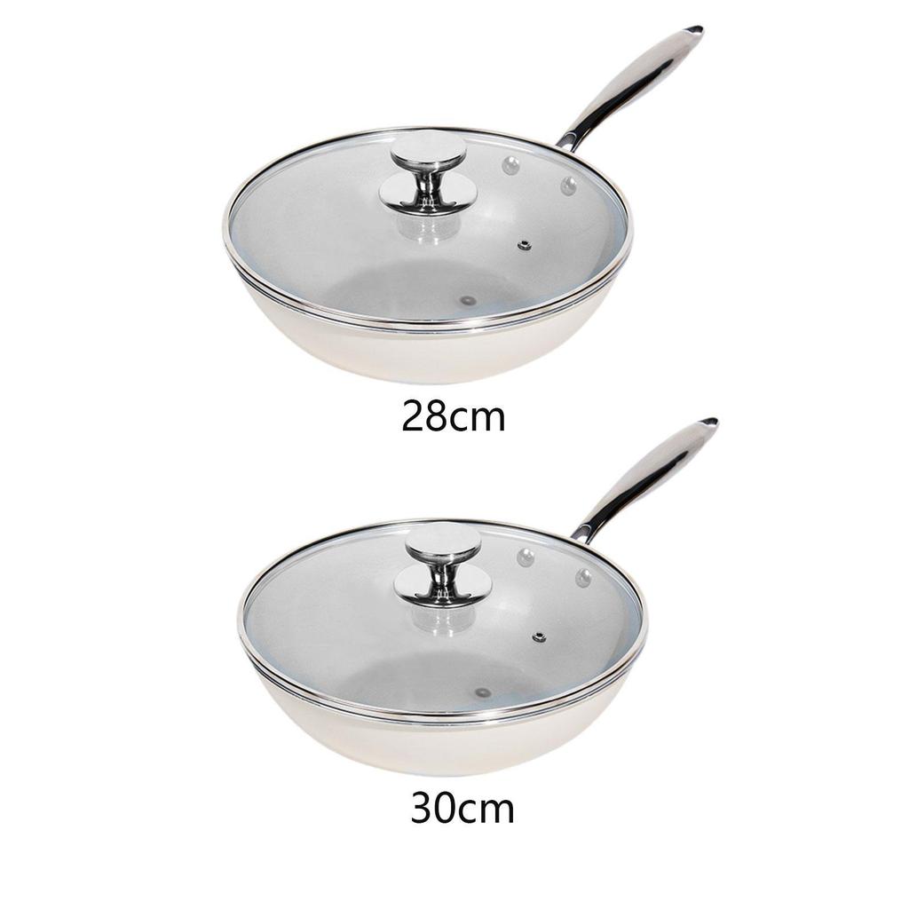 Nonstick Wok with Lid Ceramic Coating Skillet for Gas Stoves Cooking Boiling S