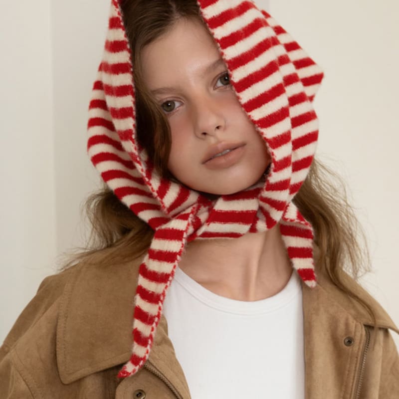 

TATIANA Striped Wool Blend Triangle Petite Muffler MF8132 4 Colors KHAKI