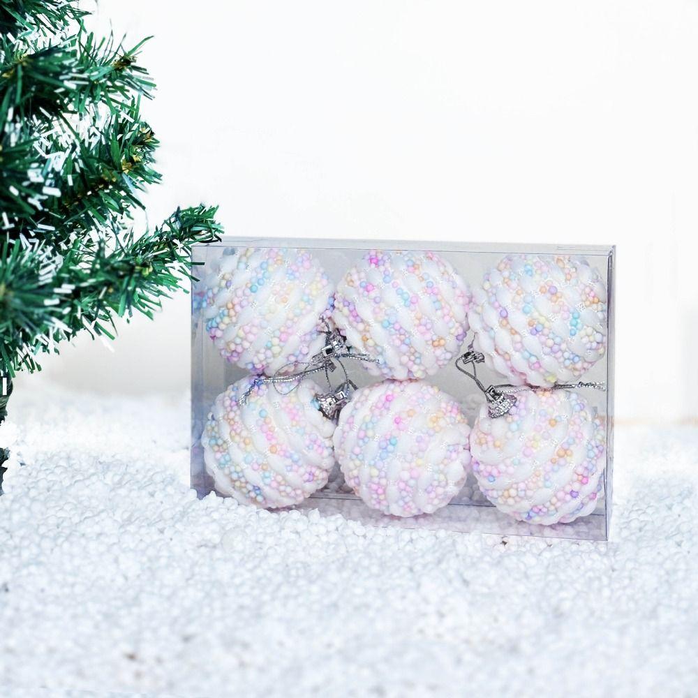 6Pcs Colorful Foam Christmas Balls Reusable Macaron Color Hanging Balls  Party
