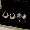 Exquisite Light Luxury Pearl & Diamond Starburst Tassel Earrings for Women - Retro, Fashionable, High-End