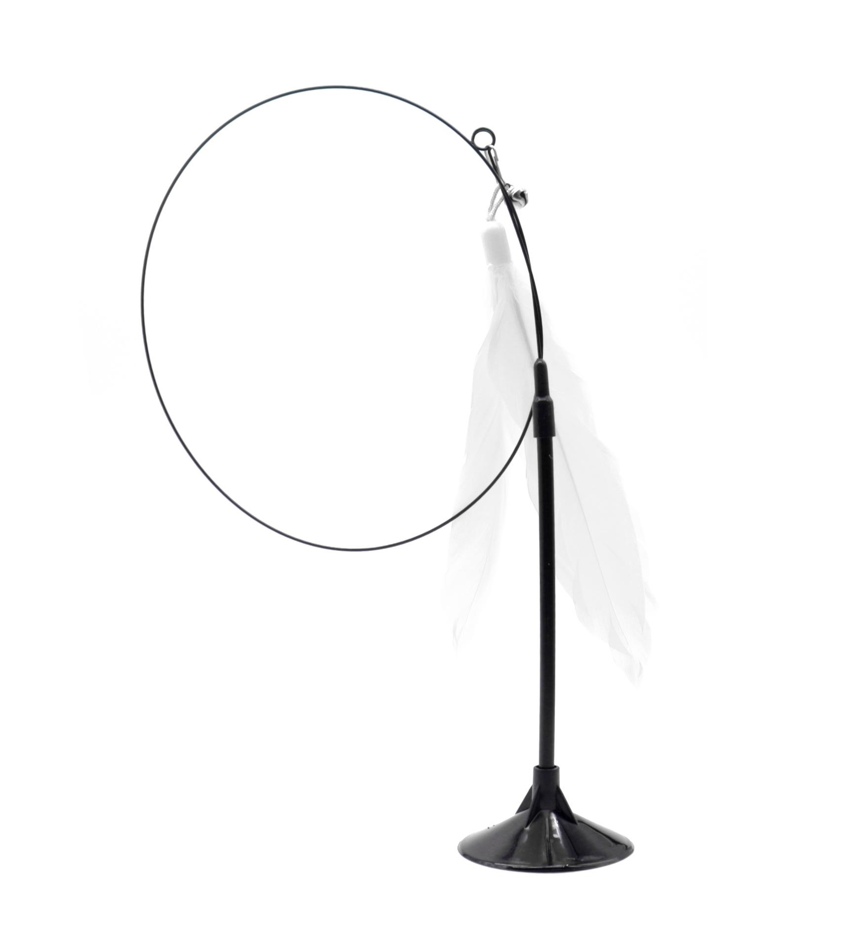 

Cat Teaser Toy with Bell & Feathers, Boredom Relief, Strong Suction Cup & Long Rod for Self-Play