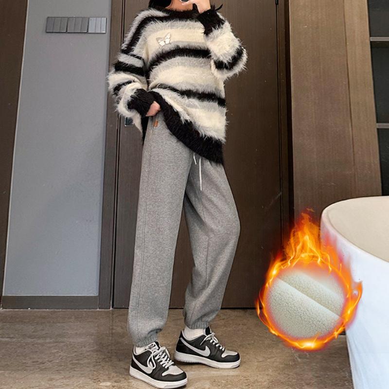 Women's Sports Pants with Fleece New Loose Trousers In Winter Plus Fleece To Make Small Casual Hoodies