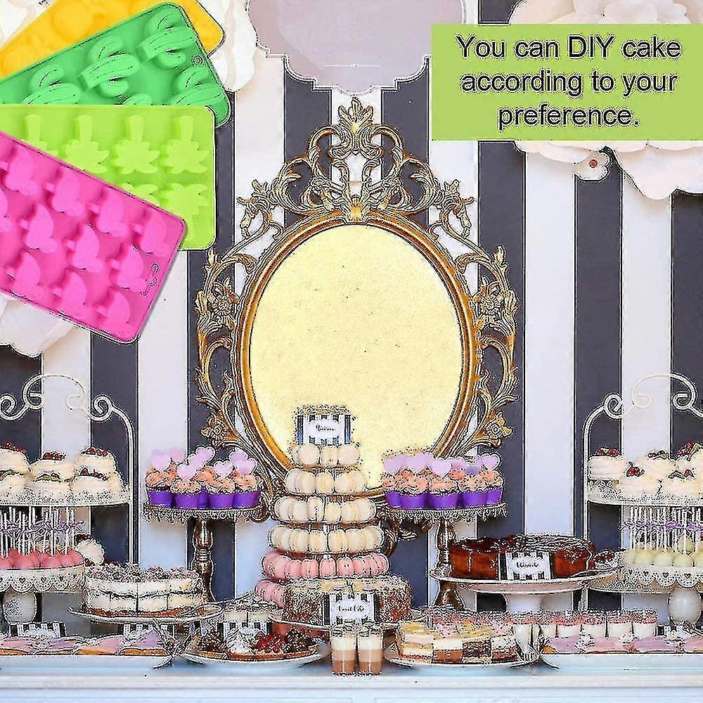 4 candy shaped silicone chocolate molds, ice cube molds, cactus, flamingo, coconut tree, and pineapple silicone molds Yanlieso