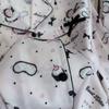 Goodnight Sleepy Cat: Women's Autumn/Winter Ice Silk Pajamas - Cartoon Kitten Print, Long Sleeve & Pants Set