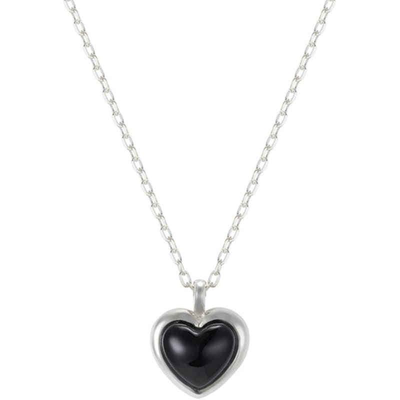 

FINDELISE 925 Onyx Heart Necklace SILVER