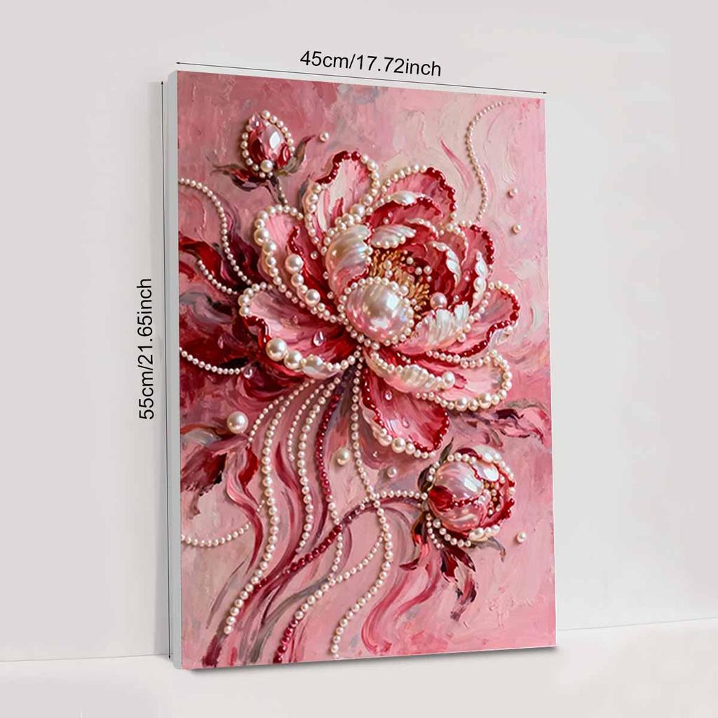 Crystal Pearl Painting 5D DIY Frame Decoration Painting Red Peony Home Wall Decoration Transparent Pearl Gemstone Painting Picture Art Crafts