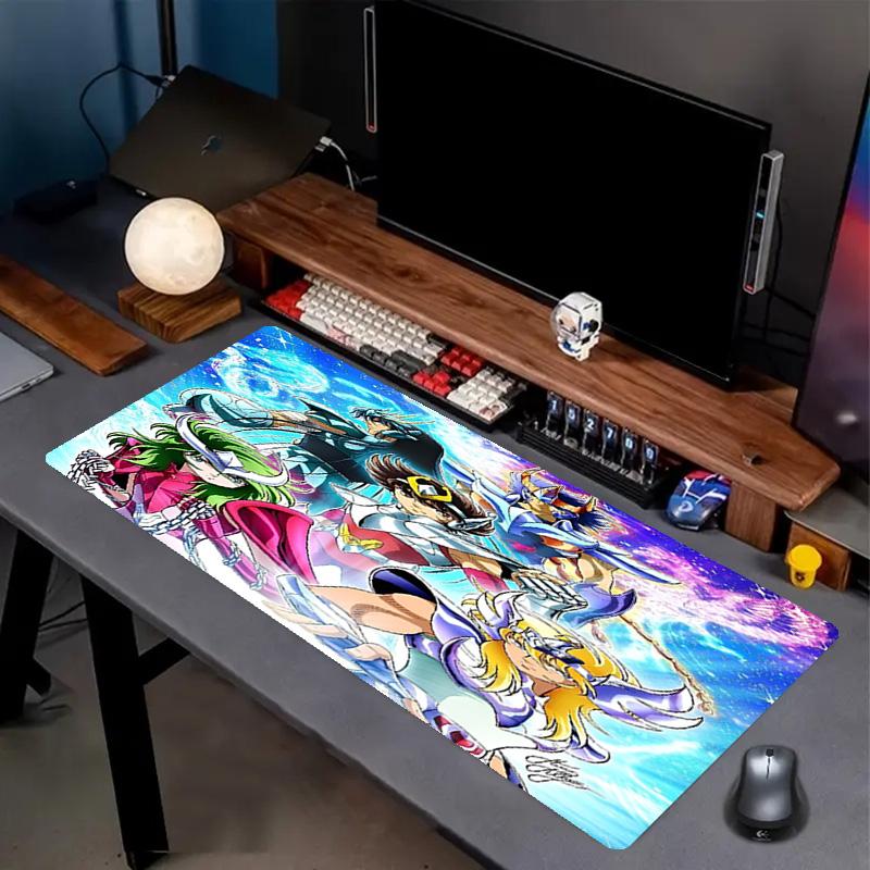 Saint Seiya Print Mouse Pad, Anti‑Slip Desktop keyboard Mat, for PC Laptop Gaming Working Daily Use, Cool Festival Surprise Gift
