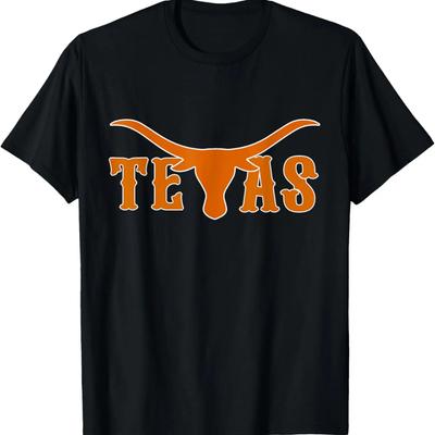 Texas USA Longhorn Austin Pride Bull American T-Shirt,100% Cotton