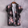 Hawaiian Shirt Men Fashion Flower Geometric Printed Blouse Single-breasted Beach Short SleeveTops Men's Holiday Clothing
