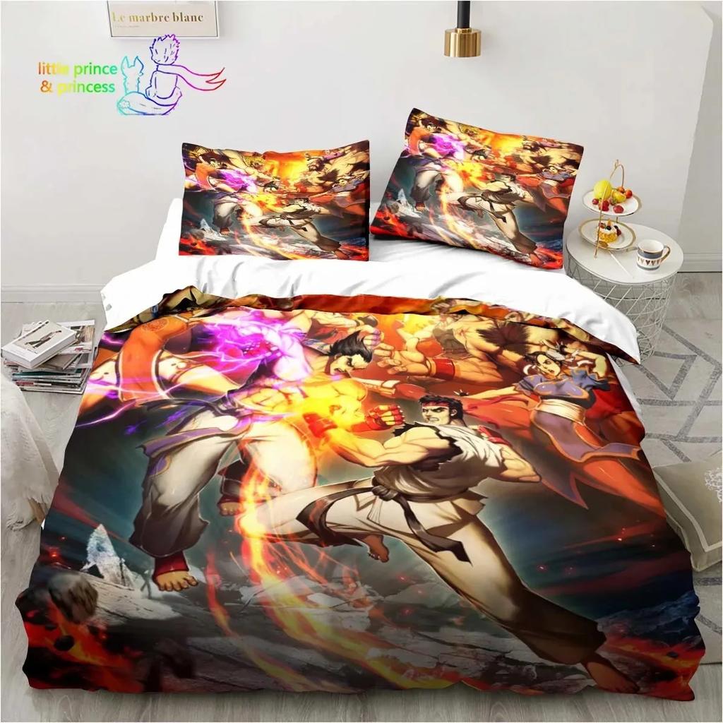 Street Fighter Printed 3D Bedding Set Duvet Cover Pillowcases Single Twin Full Queen King Size Home Decor Pillowcase Boys Gift