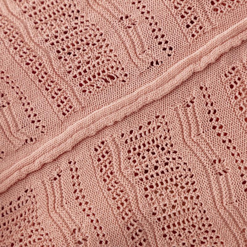 Dlouhý rukáv s výstřihem do V Dutý pulovr pro Femme Dámské Jednobarevné Knoflíček Tenké ledové šifonové halenky Košile Měkký a prodyšný úpletový top