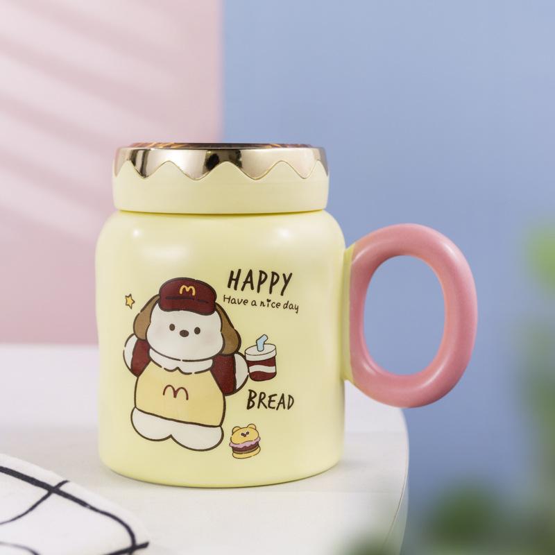 Creative Cartoon Bear Ceramic Cup Home Office Cup Couple Mug Store Celebration Souvenir Mirror Water Cup