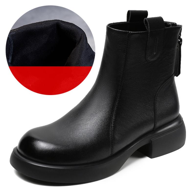 

Johnature Женские ботильоны в британском стиле, короткие ботинки из натуральной кожи на мягкой подошве в стиле ретро 40 чёрный