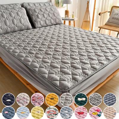Mattress Cover Thick Quilted Fitted Bed Sheet Fashion Printed Bedding Non-slip Sheet Dust Cover