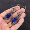Faceted Blue Sapphire Earrings Copper Wire Wrapped Earring Handmade Real Gemstone Jewelry Designer Earring Copper Wire Jewelry Gift For Her
