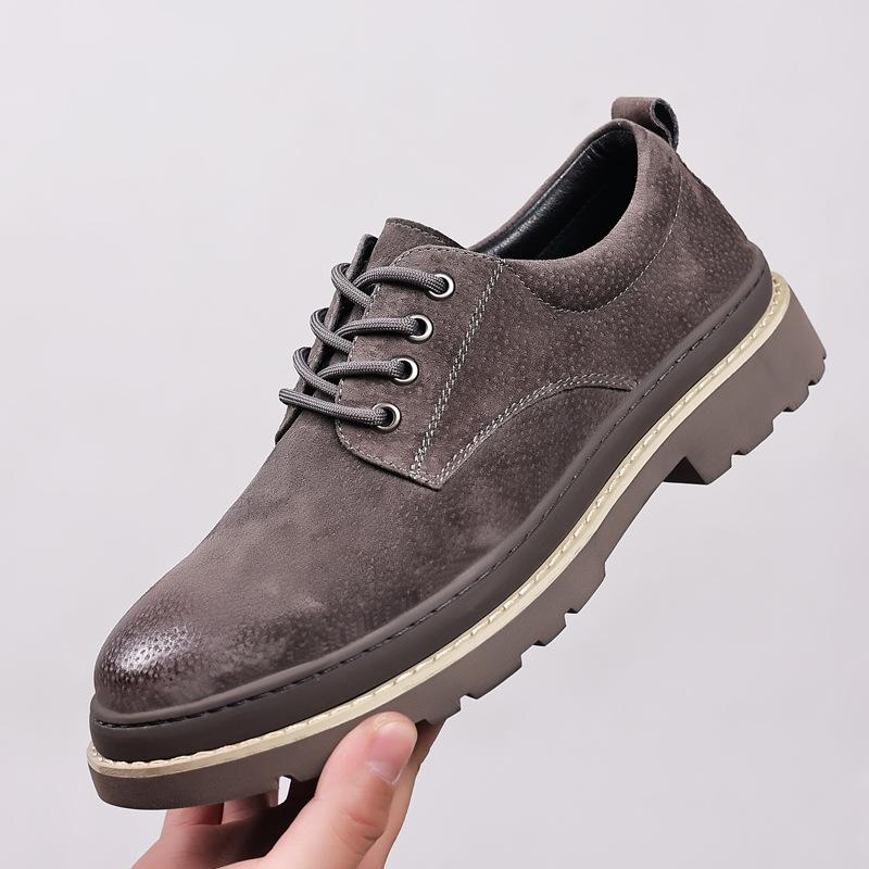 

Martin boots men s leather spring men s shoes trendy shoes low-top versatile Martin boots casual leather shoes British work men s shoes 44 сірий колір