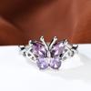 Hollow Out Colored Diamond Butterfly Design Ring Summer Fashion Exquisite Small Fresh Personality Ring