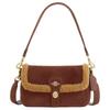 Hadley 24 abnehmbarer Griff Wildleder und Lammwolle Schultertasche mittel Damen Vintage Braun