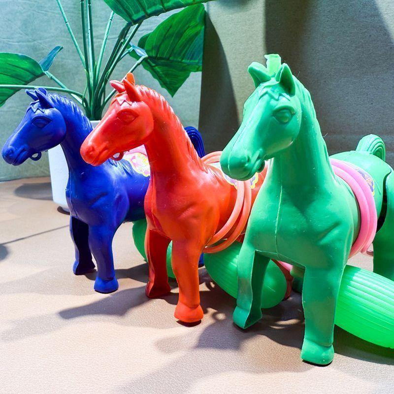 Squeeze Air Powered Horse Toy Classic Vintage Plastic Jumping Horse Toy Kids Interactive Party Favor Toy