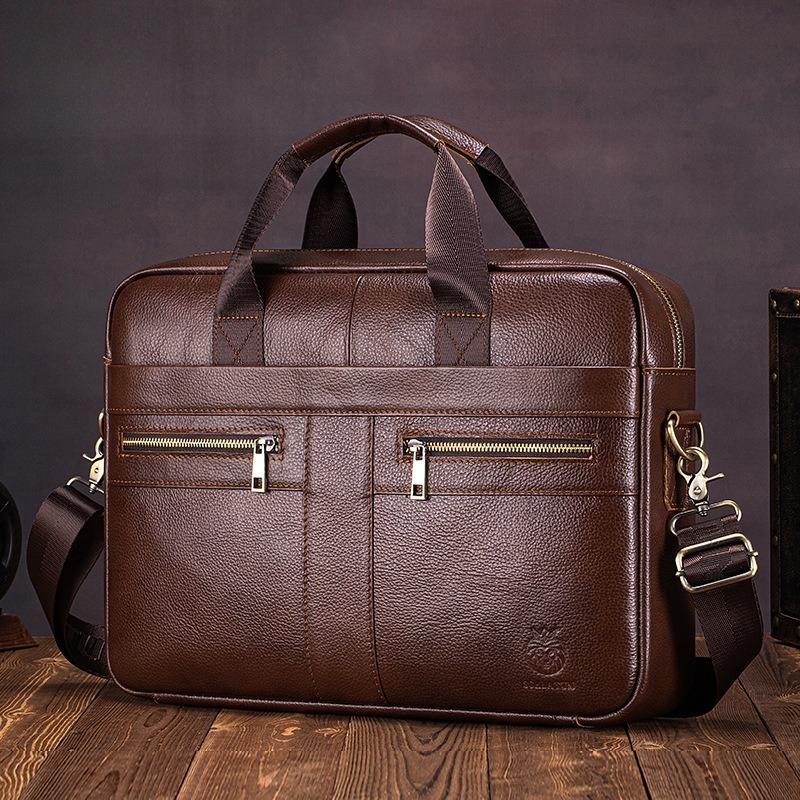 Echte Leder Herren Aktentasche Tragbare Büro Handtasche für Laptoptasche Hohe Qualität Business Messenger Umhängetaschen Reisen