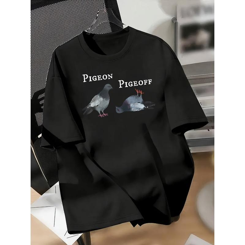 European Size Pigeon State Dual Interest Graffiti American Trendy Brand Design Sense Letter Pattern Short Sleeve T-Shirt High Street Couple Clothes