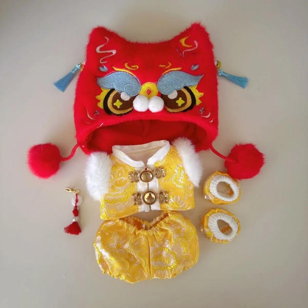 New Year Outfit For Labubu 17cm Doll Clothes Chinese Spring Festival Antique Clothes For Labubu Doll  Accessories