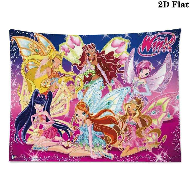 Winx Wall Tapestry Aesthetic Wall Hanging Printed Fabric Blanket Decorative Tapestries for Bedroom Living Room Home Decor