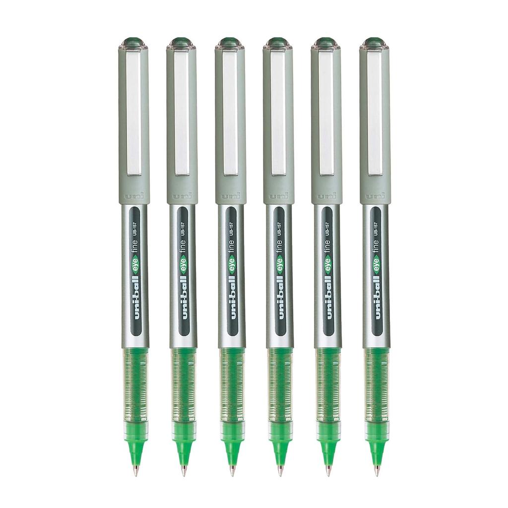 Uniball Eye UB157 0.7mm Roller Ball Pen Green Ink Pack of 1 x 6 pen Smooth Writing Office School Supplies