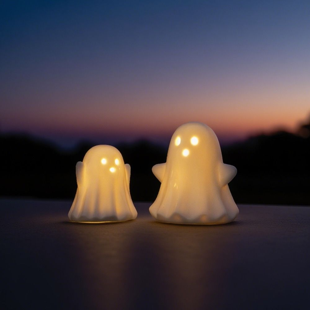 2pcs Cartoon Glowing Ghosts Light Cute Halloween Party Decoration  Background Layout Props