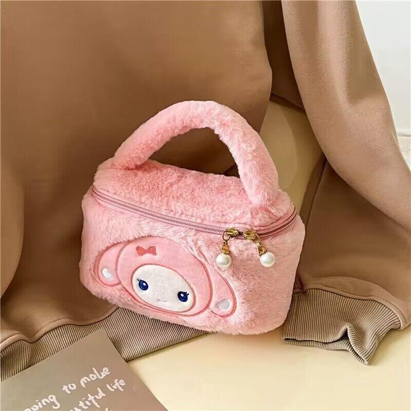 Cute Plush Handbag Portable Makeup Storage Bag Versatile Cosmetic Pouch Kawaii Gift For Girls