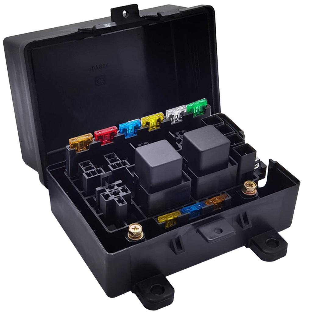 12V Relay Box with Waterproof Relay Fuse Block with 5x5pin JD1914 and 1x4pin RTT7121 Relay 6x ATC/ATO Blades Fuse for Car Truck