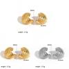 Boucles d'oreilles géométriques en acier inoxydable pour femmes avec texture d'aile