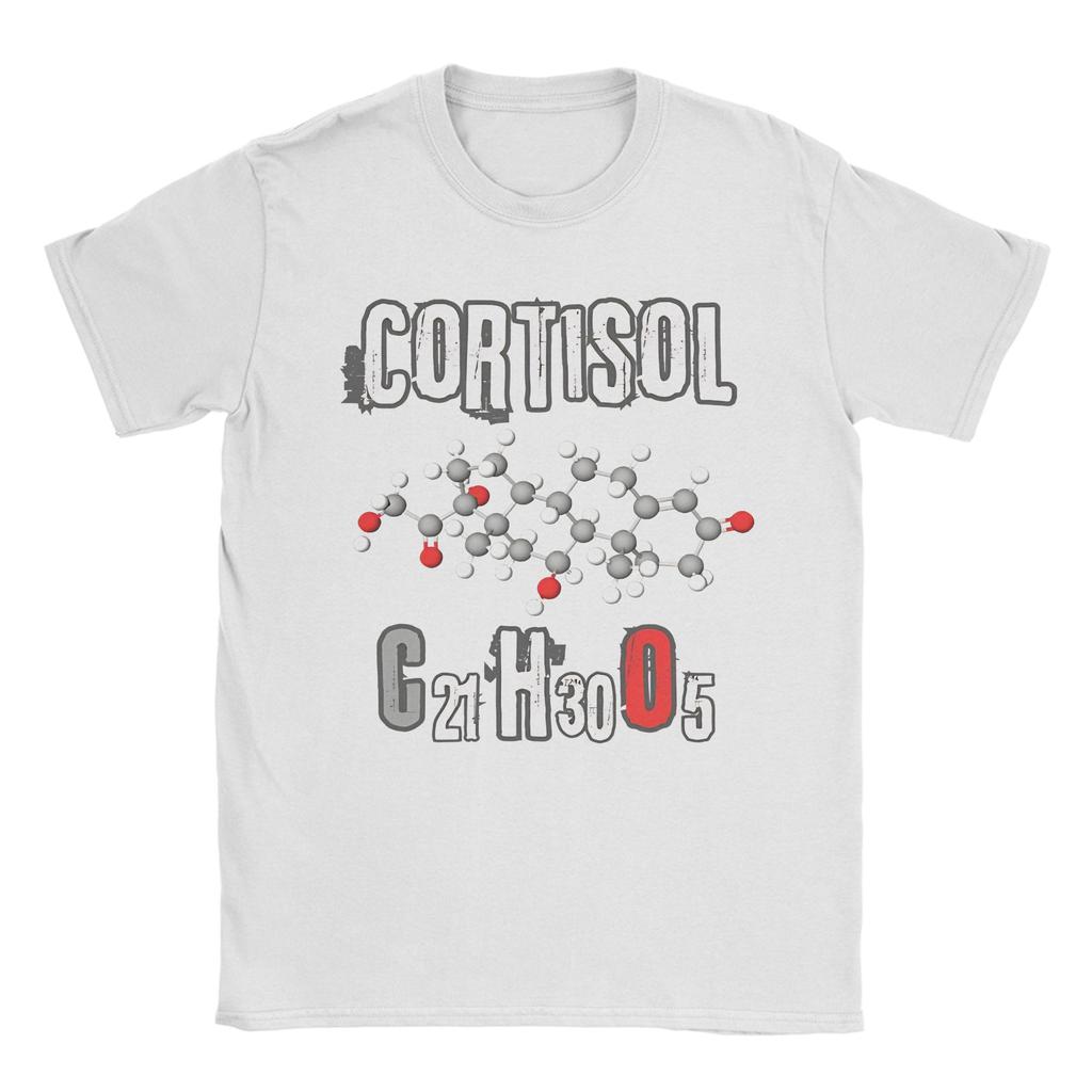 Magliette Design Molecola Cortisolo Uomo Cotone Puro Magliette Novità Girocollo T-shirt Manica Corta Top Stampati
