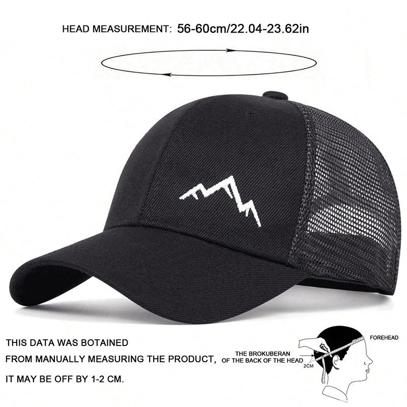 Spring and Summer Small Mountain Range Embroidery Baseball Cap Adjustable Breathable Mesh Hat Outdoors Camping Hiking Hats Sunscreen Caps