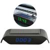 Solar Powered Car Clock Noctilucence Electronic Dashboard Timepiece with Temperature Date Display for Auto Enthusiasts