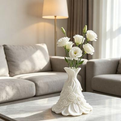 Elegante Vaas in Jurkvorm Jurkvormige Decoratieve Vaas 3D Geprinte Bloempotten Tafeldecoratie