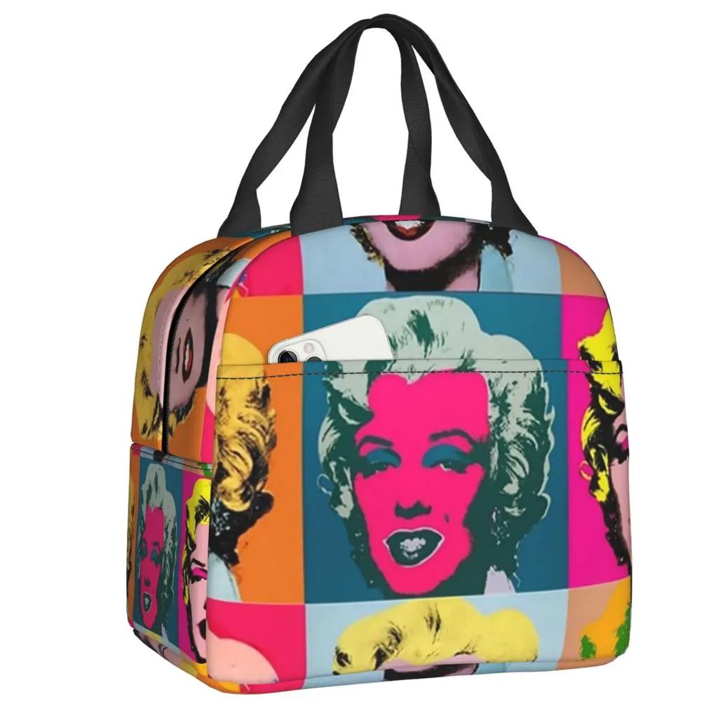 Bunte Katze Tragbare Lunchboxen für Frauen Wasserdicht Pop Art Kühltasche Thermisch Isoliert Lunchtasche lunchbag