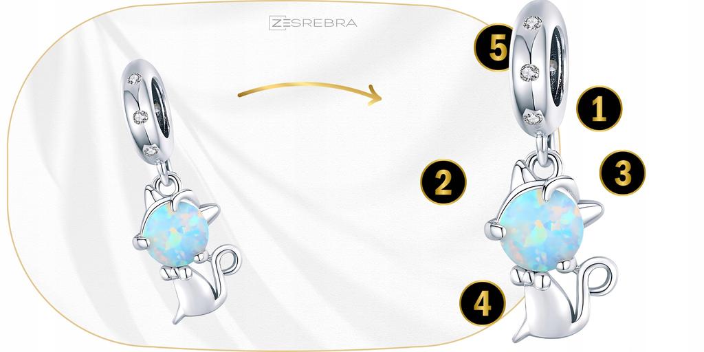 Charms Pearl Kitten S925 Pendant Beads Cat Colorful Pendant