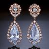 ZAKOL Fashion Water Drop Zircon Dangle Earrings For Women Luxury White Leaf Drop Earrings Bridal Wedding Party Jewelry